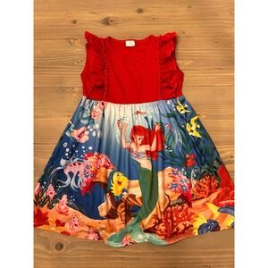 Bb6 Little Mermaid Dress Ruffle Sleeve Disney Cartoon Character‎ 8-9T